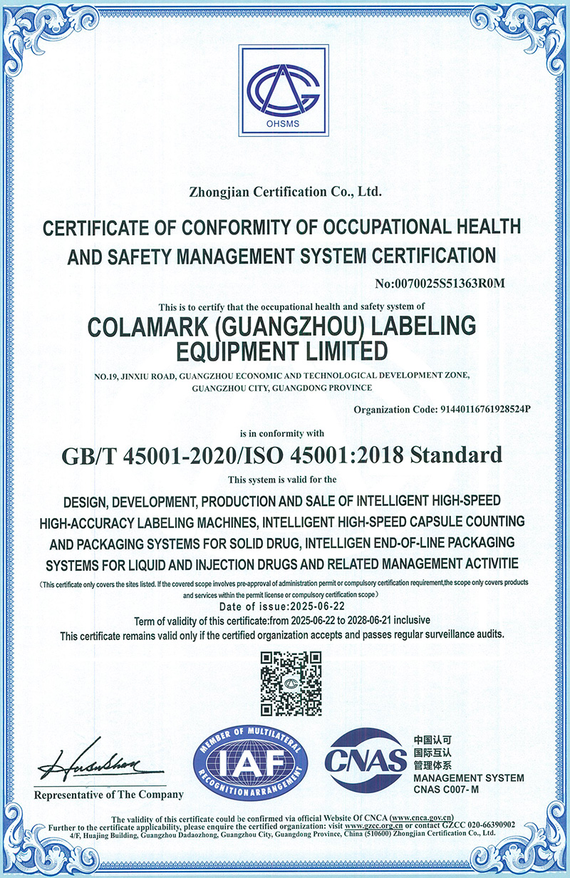 職業(yè)健康安全管理體系ISO45001證書（英文）